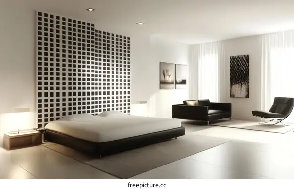 Modern Minimalist Bedroom Interior Design Illustration