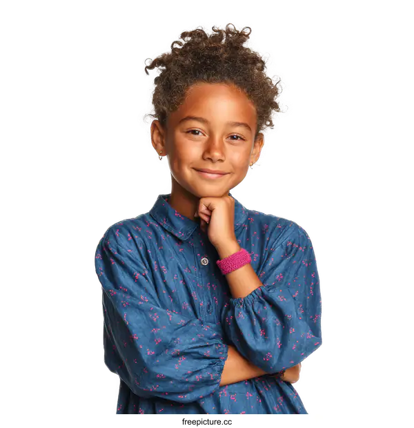 [Transparent Background PNG]Portrait of a Joyful Black Girl