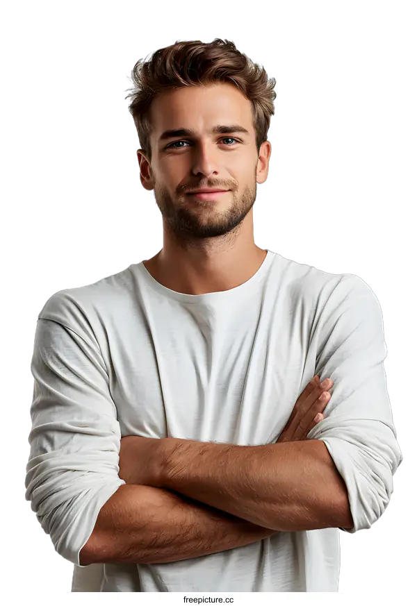 [Transparent Background PNG]Handsome young man with crossed arms