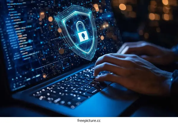 Cybersecurity Protection on Laptop Screen