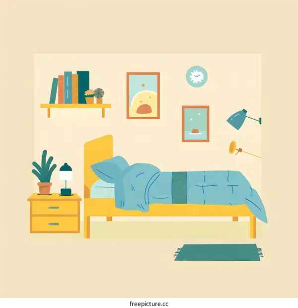 Cozy Minimalist Bedroom Interior Design Illustration