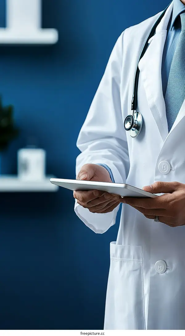 Doctor Using Tablet in Modern Medical Setting