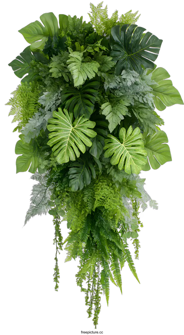 [Transparent Background PNG]Green Tropical Plants Hanging On White Background