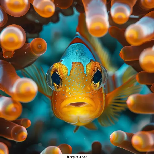 Clownfish Peeking from its Anemone Home