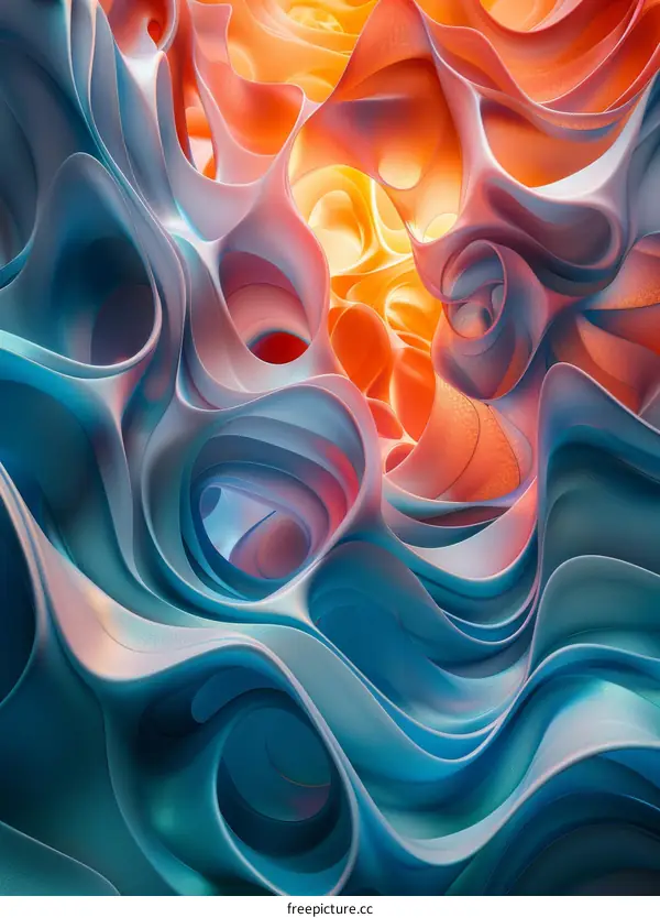 Colorful Abstract Fluid Shape with Bright Center