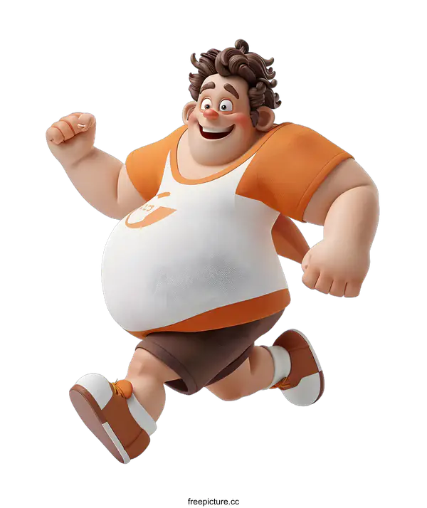 [Transparent Background PNG]Chubby Man Running