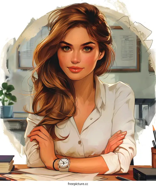 portrait of a beautiful young woman in a white blouse