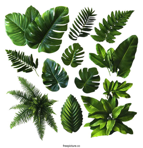 [Transparent Background PNG]Collection of Tropical Leaves and Plants