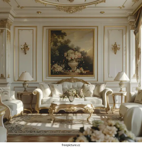 Elegant Living Room with Ornate Details