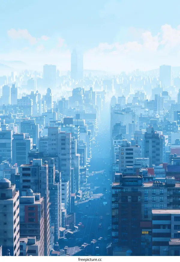 A High-Angle View of a Modern Cityscape