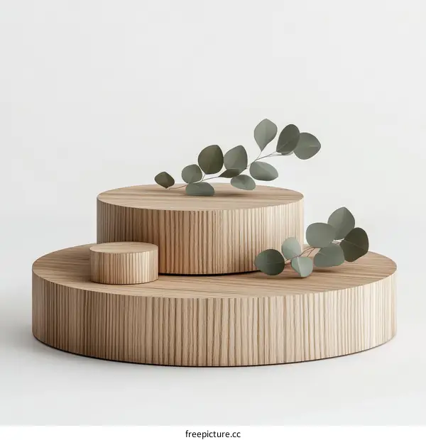 Stylish Wooden Display Stands with Greenery