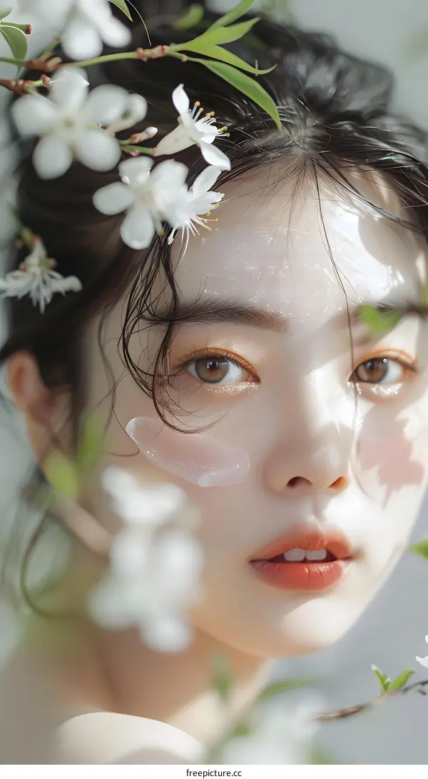 Woman with White Flowers in Her Hair