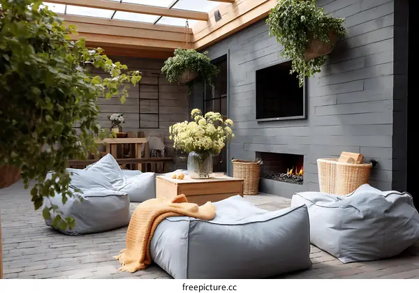 Outdoor Patio Space with Cozy Furniture
