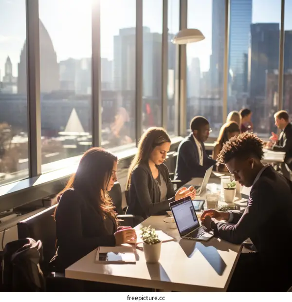 Multiethnic business professionals working together in a modern office