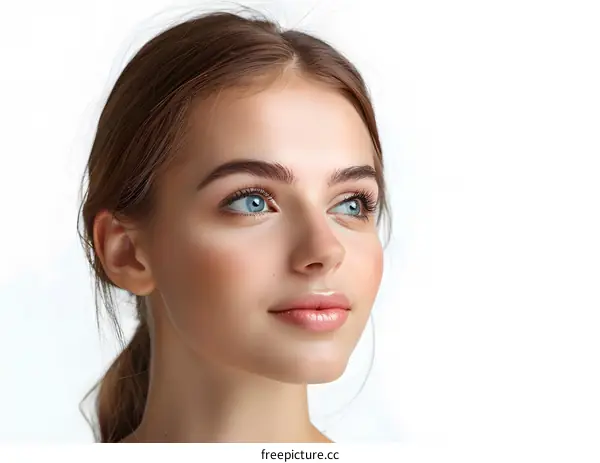 portrait of a beautiful young woman with blue eyes