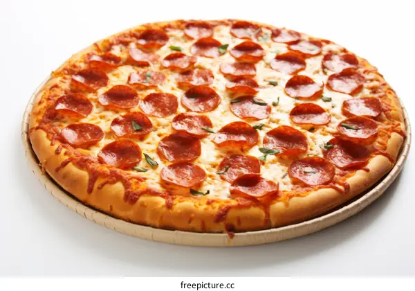 A delicious pepperoni pizza with a crispy crust