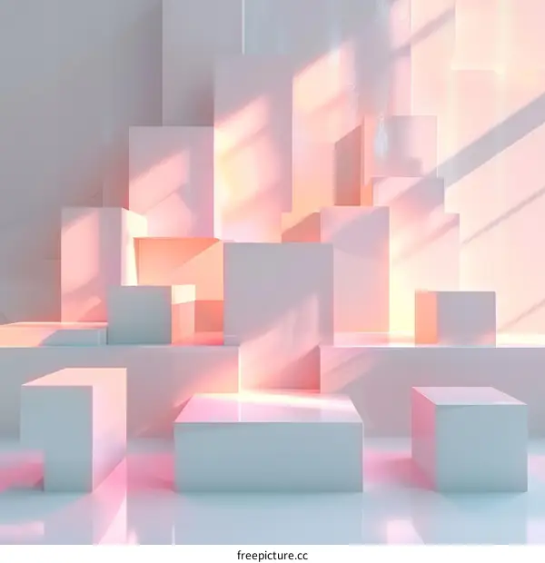 Abstract Background with Geometric Shapes in Pink and White