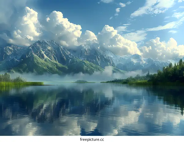 Mountains and lake