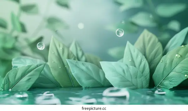 Water Droplets Forming on Vibrant Green Leaf