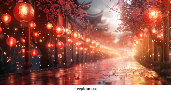 Chinese New Year Festive Pathway Illustration