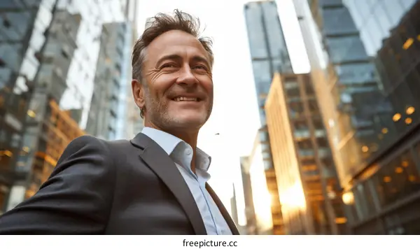 Confident businessman looking away from the camera