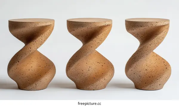 Abstract Spiral Concrete Side Tables