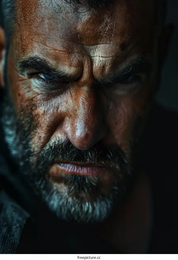 Closeup Portrait of a Serious Man