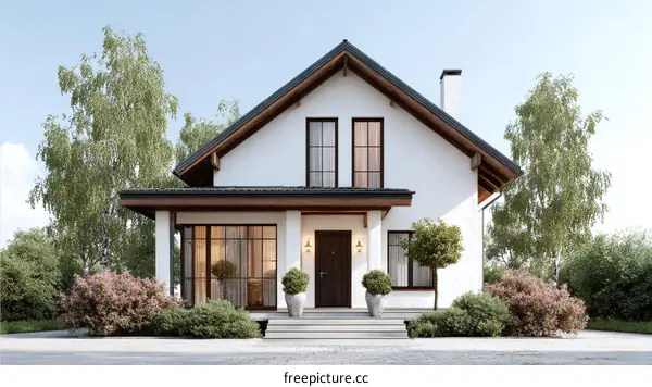 Modern House Exterior Design Illustration