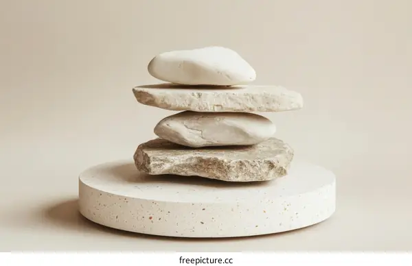Stacked Stones on a Beige Pedestal