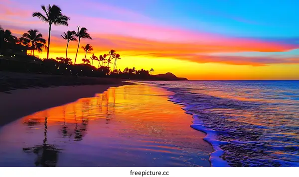 Vibrant Sunset Beach Scene