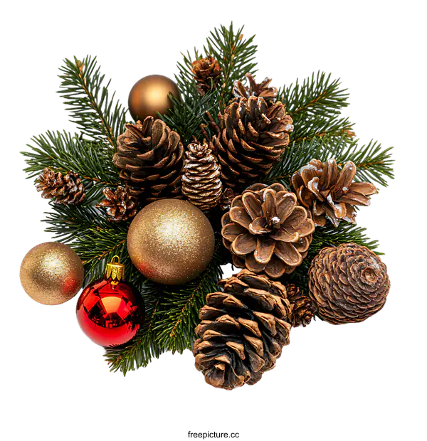 [Transparent Background PNG]Christmas Ornament Decoration Pine Cones And Green Branches