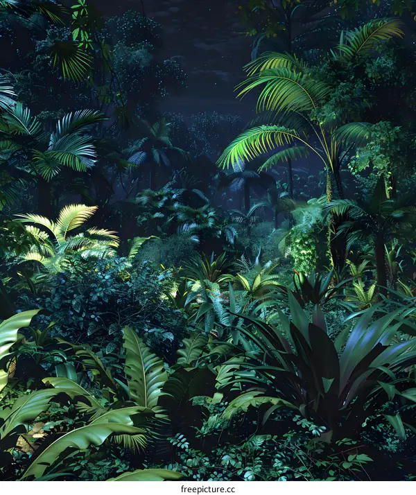 Tropical Rainforest at Night