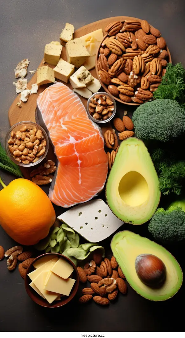 Ketogenic diet food ingredients top view