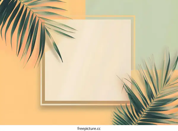 Tropical Palm Leaf Background with Beige Paper