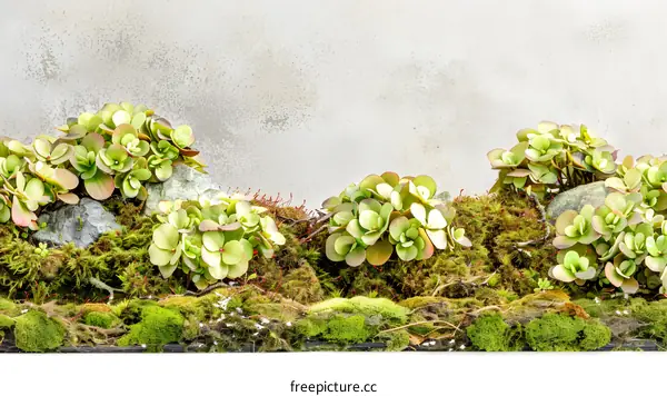 Green Plants and Moss on a Concrete Wall