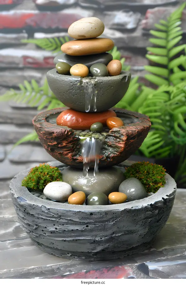 Stone Waterfall Fountain Indoor Decoration With Water Feature
