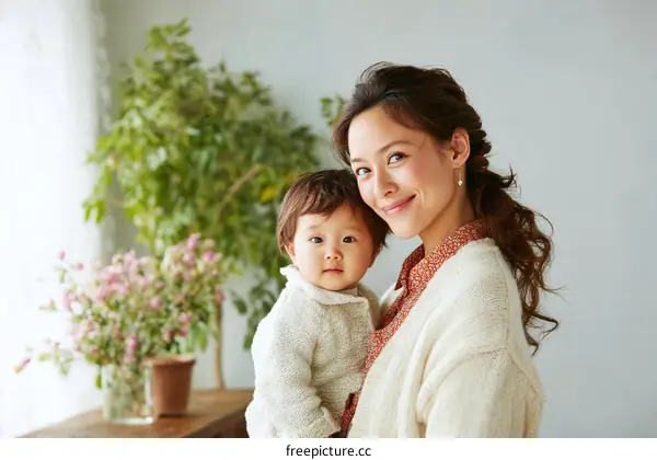 Happy Mother and Baby Family Portrait