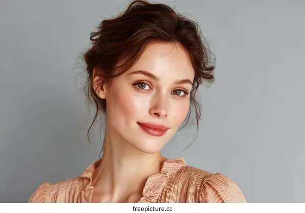 Close-up Portrait of a Woman with Natural Beauty
