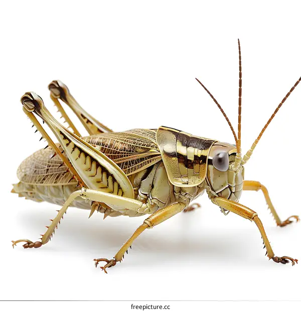 A detailed image of a grasshopper