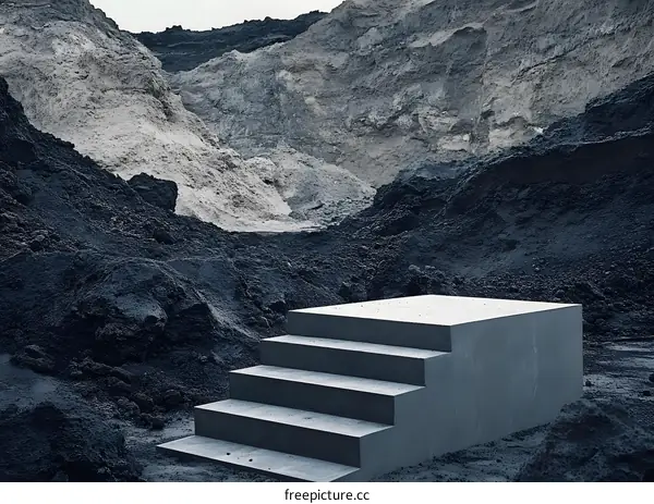 Concrete Steps Leading Up To A Mountain