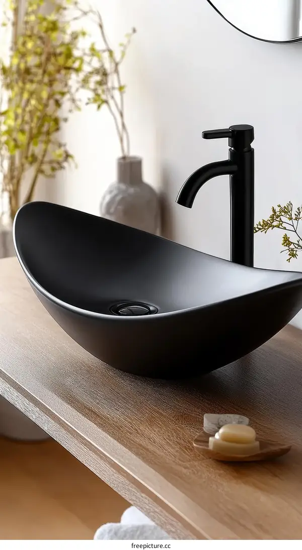 Modern Minimalist Black Bathroom Sink