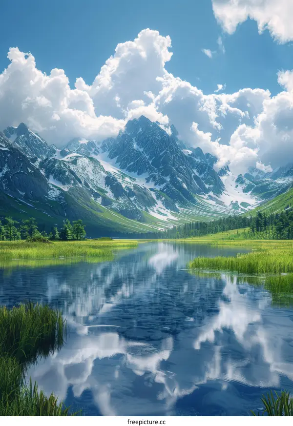 Mountains and lake landscape