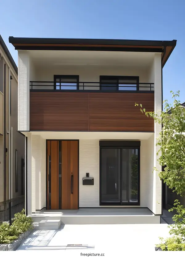 Modern Two Story House with Wooden Accents