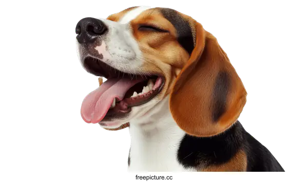 [Transparent Background PNG]Beagle Dog Portrait with Open Mouth