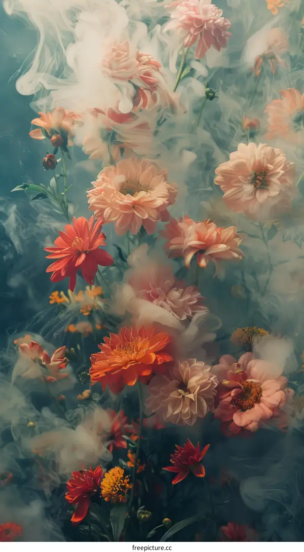 Flowers Emerging from the Mist