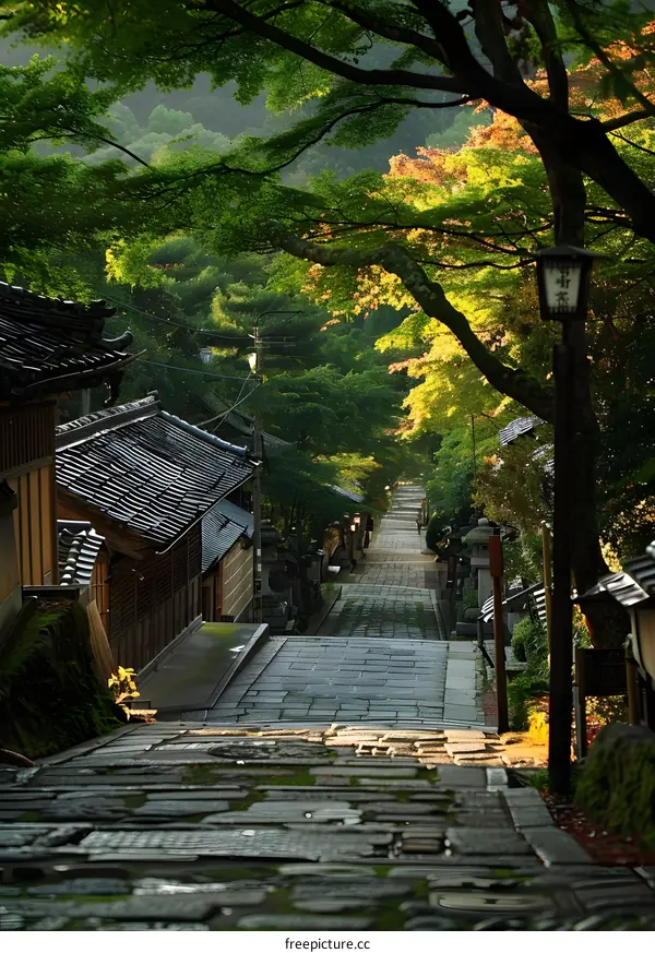 Stone Path to a Japanese Temple