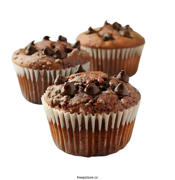 [Transparent Background PNG]Triple Chocolate Chip Muffins