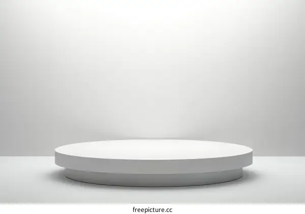 Empty Round Display Platform on White Background