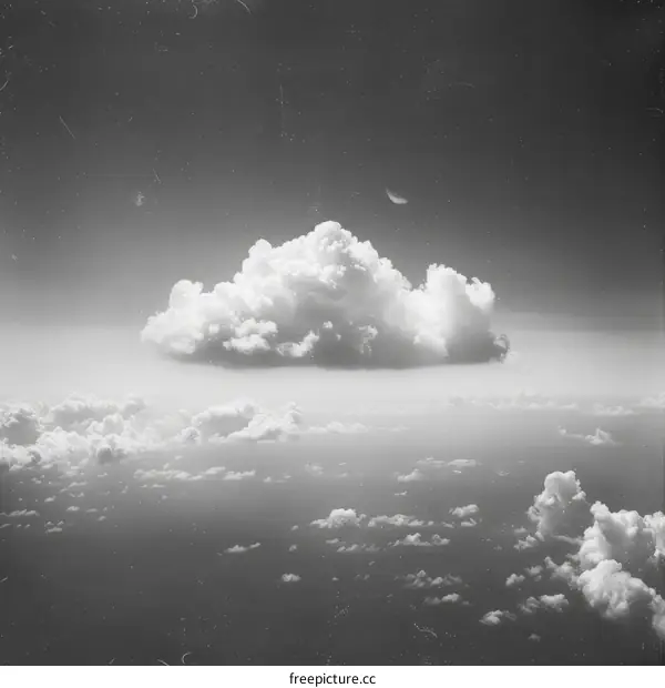 Black and white photo of a cumulus cloud