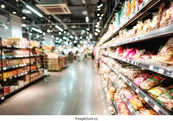 Supermarket Grocery Aisles Interior View